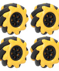 Omni Directional Mecanum Wheel Set For DIY Smart Car Builds With 60mm Rubber Coated Wheels For TT Motor Left Right Translation And 45 Degree Movement Two Pairs In Yellow Black
