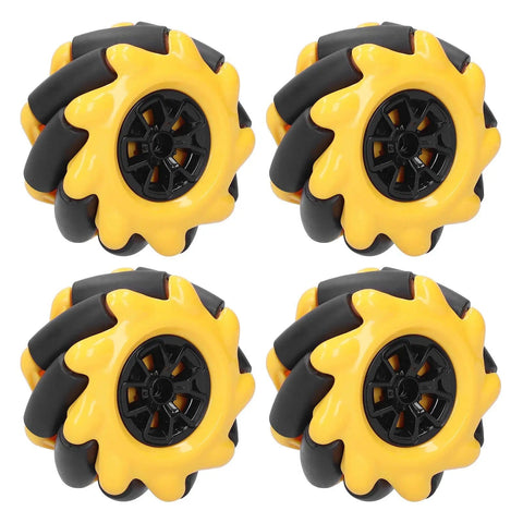Omni Directional Mecanum Wheel Set For DIY Smart Car Builds With 60mm Rubber Coated Wheels For TT Motor Left Right Translation And 45 Degree Movement Two Pairs In Yellow Black