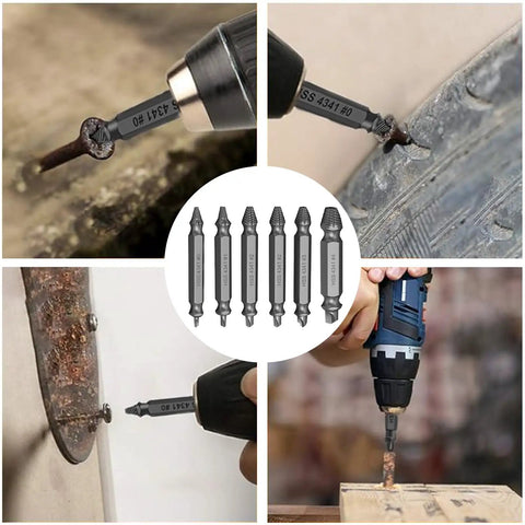 Pro Grade Screw Extractor Set For Removing Stripped Rusty And Broken Hardware Workhorse Heavy Duty HSS 4341 Tool Kit in use.