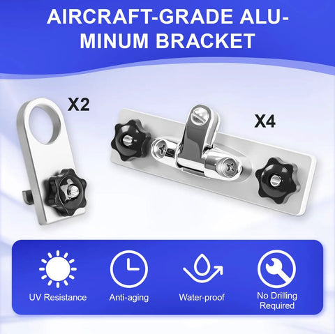 Straight Badass Aircraft Grade Aluminum Bimini Top Mount For Your Boat Track System Fits Lund Sport And Tracker Versatrack with black knobs