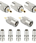 UHF Male Coax Connector Kit 5 Pack With Reducers Teflon 50 Ohm For RG59 RG8 RG8X LMR 400 Cables Ham Radio Antenna Compatibility And Quick Solid Fit