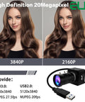 Ultra HD 20MP Varifocal USB 3.0 Camera For PC And Raspberry Pi illustration showing image resolution differences in 3840P and 2160P
