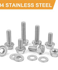 135 Piece M6 Flange Bolt Kit Heavy Duty With Nuts And Flat Washers In 304 Stainless Steel displayed on white background