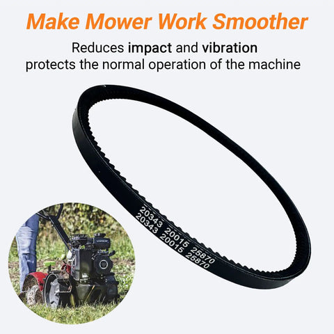 Heavy Duty Drive Belt For Versa Tiller And Rear Tine Tiller Cultivator 12 X 728 Type 4L shown with specifications and mower
