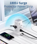 Dope 16 In 1 Tower Power Strip With USB C And USB A Ports, 12 AC Outlets, Flat Plug Surge Protector Extension Cord in use
