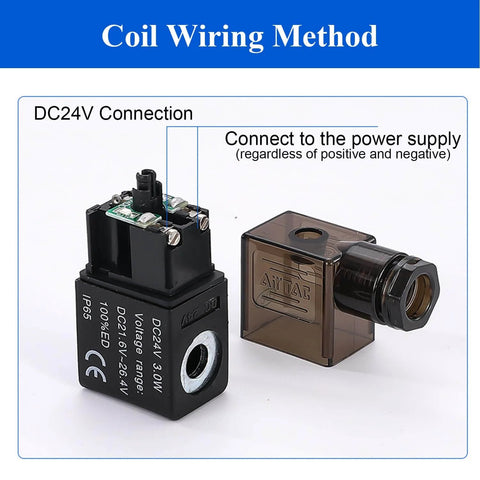 Coil wiring method for 2 Pack DC 24V Pneumatic Solenoid Valve Coil Replacement For Electric Solenoid Air Valve