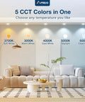 Top Shelf Four Pack Led Recessed Downlights Bring Smooth Dimmable Glow And Easy Color Temp Swaps Dead Simple Retrofit Fit For Standard Five Inch Can Housing Covers Looking Real Crisp And Modern with multiple color temperatures displayed.