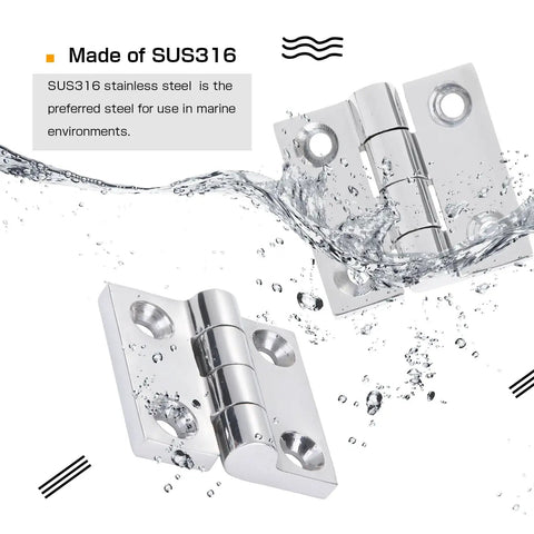 Heavy Duty Square Marine Hinge Built Tough As Nails From Top Tier Sus316 Stainless Steel With Sleek Swinging Motion And Elite Rust Defense For Boat Decks And Cabin Doors Selling As A 1.97 Inch Two Pack Setup