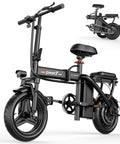 Electric Folding Bike For Adults And Teens, 800W 1200W Peak Motor, 14 inch commuter e bike with dual suspension, folded view