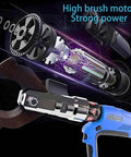 Cordless Electric Hydraulic Cable Cutter inner mechanics and digital display with dual 18V batteries, showing strong power design