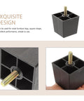 Close-up of black metal and plastic square furniture leg from the Four Pack Square Furniture Legs For Sofa And Cabinet