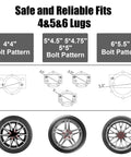 Illustration showing Beefed Up Heavy Duty Spare Tire Carrier Mount For Trailers And Boats, Locking Holder bolt patterns for 4 to 6 lug wheels.