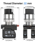 Three Position Maintained Selector Switch With 22mm Metal Head And 2NO Contacts UL CSA CE TUV Certified For Industrial Control Panel