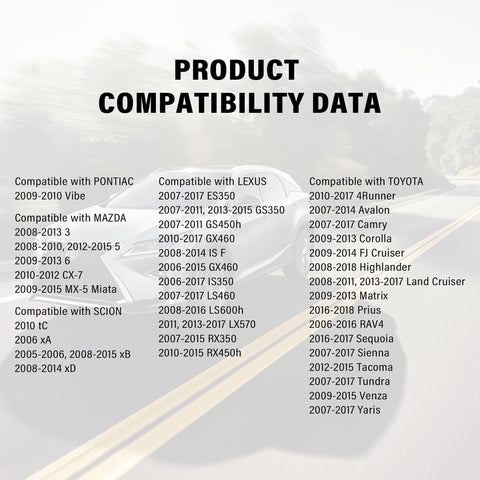 Product compatibility data for Plug And Play Purge Valve Solenoid For Cars Replacement OEM 9091012276