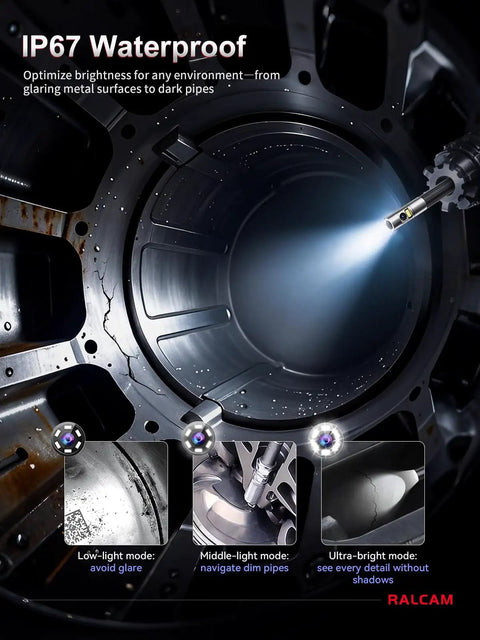 Dual Lens Articulating Borescope With Light Slim Probe And 5 Inch IPS Screen High-Res Imaging For Front And Side Angle Inspections In Engines Pipes And Machinery Time-Saving See Blind Spots And Repositioning Avoided, IP67 waterproof in pipe