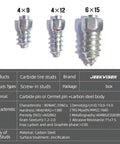 Heavy Duty Screw In Ice Traction Studs For Hunting Boots Snow Bikes Lawn Tractors And Atv Utv showing various sizes in steel.