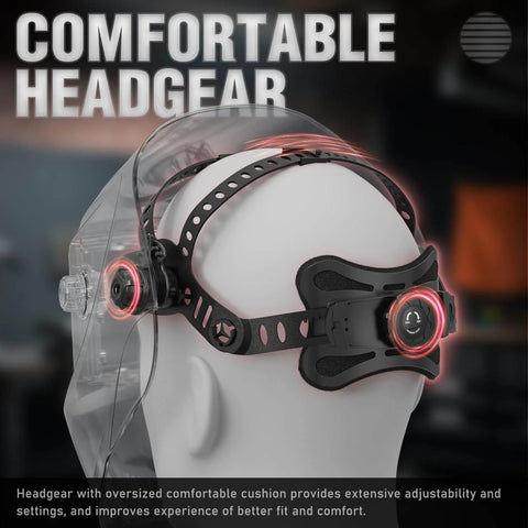 Comfortable headgear of Auto Darkening Welding Helmet With Blue Light Blocking, True Color View, Solar Powered Hood, Two Arc Sensors