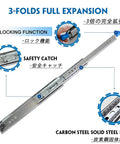 Beefy Heavy Duty Telescopic Drawer Slides With Full Extension Ball Bearing Rails, Smooth Quiet Glide, 264 Lbs Capacity