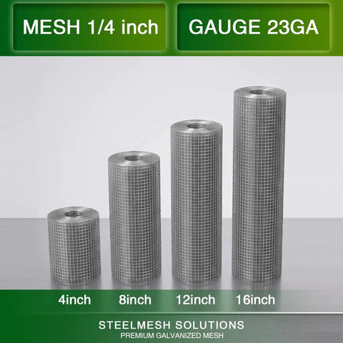 Top Shelf Heavy Duty Hardware Cloth Roll At One Quarter Inch Mesh Measuring Four Foot By Ten Feet With Twenty Three Gauge Steel Crafting zero fuss poultry fencing garden guard netting and total backyard game changers displayed in varied roll sizes.