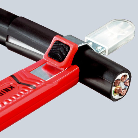 Heavy Duty Cable Stripper Tool For 8 To 28 Millimeter Wires, 9 Inch Length, Pro Grade Wire Stripping, close-up on wire cutting