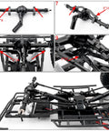 Aluminum Alloy 4 Link Kit Rear Axle With Panhard Bar Upgrade For 1/10 TF2 Trail Finder 2 RC Crawler Car That Converts The Factory Leaf Spring To A Stable 4 Link Suspension For Improved Handling Durability And Easy Bolt On Fit, black rear axle