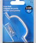 Utility Pull With White Coating Three And Three Quarters Inches Long in packaging with screws, designed for interior cabinet upgrades.