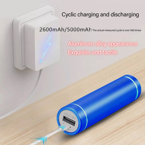 Hassle Free Diy Power Bank Kit Featuring Spring Loaded Battery Holder For 18650 And 21700 Cells Hella Tough Aluminum Alloy Shockproof Portable Charger Quick Swap with blue aluminum design and USB output.