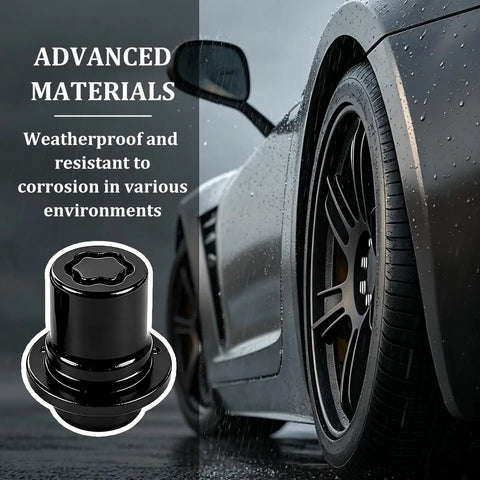 Premium Anti-theft Wheel Lock Lug Nut Set Fits Toyota Celica Es330 Es350 High-strength Chrome And Black Alloy Replacement Hardware Kit With One Custom Key For Secure Tire Protection. Black anti-theft wheel lock lug nut for Toyota wheel, weatherproof metal