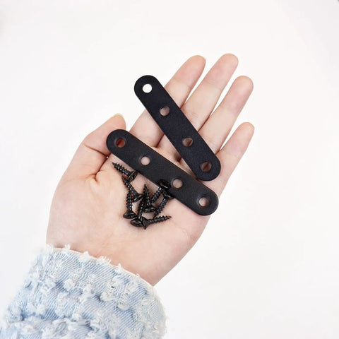 12 Piece Stainless Steel Flat Straight Brackets Top Shelf Heavy Duty Black Matte Wood Furniture Repair Kit With Matching Screws For No Sweat DIY Projects And Quick Fixes