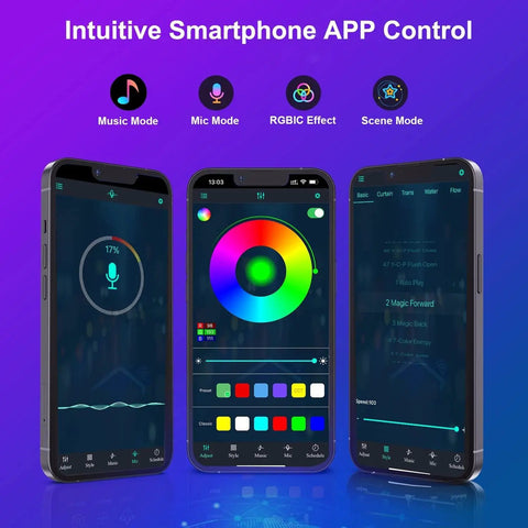 Smartphone interface for Lit RGB Hexagon LED Panel Lights For Wall With Smart App Control And Remote Music Sync Enabled