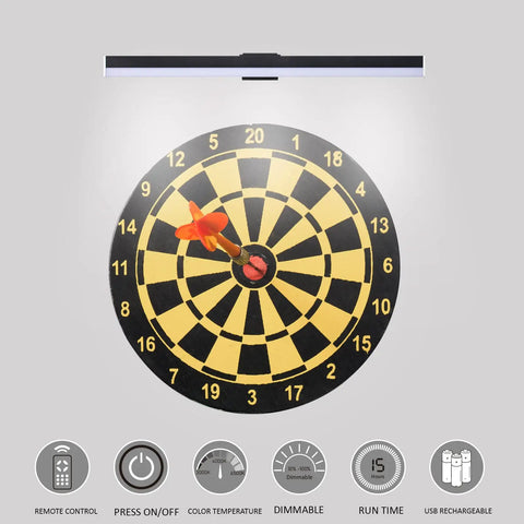 Must-Have Rechargeable 22 Inch Picture Light With Remote illuminating dartboard, cordless 60 LED bar, full metal build, 3 lighting modes