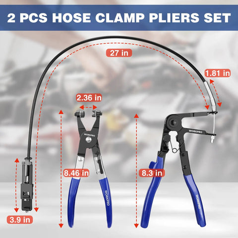 2 Piece Hose Clamp Pliers Set With 27 Inch Flexible Hose Clamp Pliers And Flat Band Pliers Removal Tool For Car Coolant Hoses
