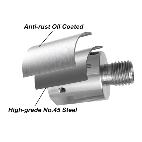 Hella Sturdy Wood Turning Lathe Adapter Converts 1 1/4 Inch Female To 1 Inch Male Thread With Smooth Headstock Spindle Reducer and Slick Nylon Washer Kit For Total No Hassle Woodworking Upgrades, featuring anti-rust coating and high-grade No.45 steel.