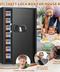 Fireproof 144 Key Safe Cabinet With Wall Mount Anti Theft Key Box With Combination Lock, steel construction shown with keys organized.