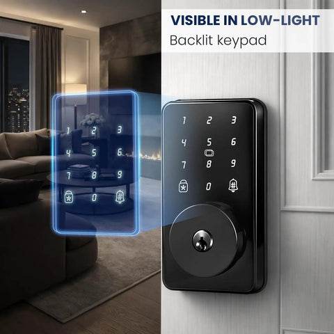 Heavy Hitter Smart Deadbolt With Keyless Entry, Smooth Touchscreen Keypad For Exterior Doors, Rock Solid Six Digit Passcode Allowing Up To One Hundred Custom User Codes For Effortless Everyday Access