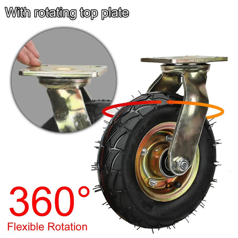 Built Tough 8 And 10 Inch Heavy Duty Industrial Fixed Caster Wheels Set Of 2 with rotating top plate and rubber tire for smooth movement.
