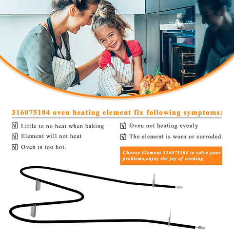 Heavy Duty Oven Bake Heating Element Replacement For Frigidaire And Kenmore Ovens Nickel Stainless Steel shown in kitchen setting
