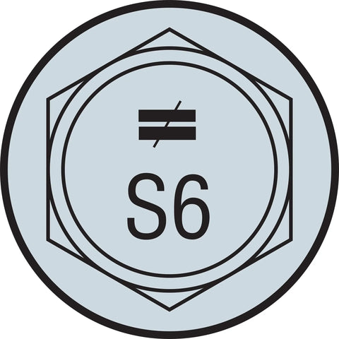 Hexagonal icon with "S6" on a light background, related to Beefy Heavy-Duty SDS Connector Screw One Quarter Inch By Six Inch