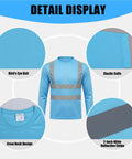 Detail display of Heavy Duty Class Three High Visibility Long Sleeve Safety Shirt Loaded With Ansi Certified Reflective Tape, featuring bird's eye knit and elastic cuffs.