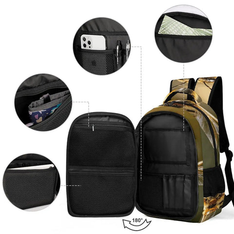 Interior compartments of Striped Furry Bee Printed Unisex Backpack With Large Capacity, Durable Polyester Material, showing various pockets
