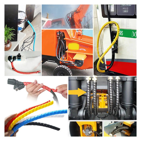 Spiral Cable Sleeve Wrap For 8 To 60 Millimeter Wires Black Durable PP Cord Tube Organizer Flexible Wire Protection in use