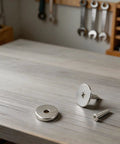 Magnetic Cabinet Door Catch With 15 Lbs Magnetic Hold Heavy Duty Stainless Steel Drawer Latch components on table