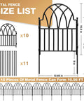Diagram of Garden Fence Set With No Dig Ground Stakes Arched Metal Panels For Dog Barrier And Flower Bed Edging Easy Install With Ten Panels 24 Inches High By 12.68 Inches Long Per Panel 10.56 Feet Total Length For Yard Patio Outdoor Decor.