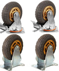 5 Inch Heavy Duty Caster Wheels Set Of 4 With Rubber Casters And Brakes, 2 Fixed And 2 Swivel