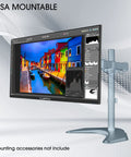 27 Inch IPS Monitor With Built In Speakers, 1080p Resolution, 75Hz Refresh Rate, HDMI And VGA, Wide Viewing Angles, mounted on stand