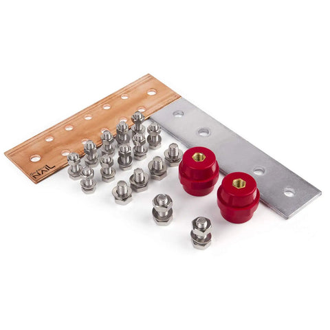 Wall Mounted Copper Ground Bar Kit With Five Sixteenth Inch Bus Bar And Ten Terminal Positions UL Recognized SM40 Insulators Uimp Up To 6KV