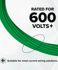 10 AWG Insulated Solid Copper THHN THWN Wire 200 Ft Grounding Conductor shown with green jacket rated for 600 volts