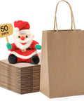 Small Brown Kraft Gift Bags With Handles Five And A Quarter By Three And Three Quarter By Eight Inches 50 Pcs next to Santa toy