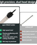 Spot Weld Cutter Set For Easy Spot Weld Removal With Beefy Double Sided Blades And Three Eighths Inch HSS Bits With Hex Shank