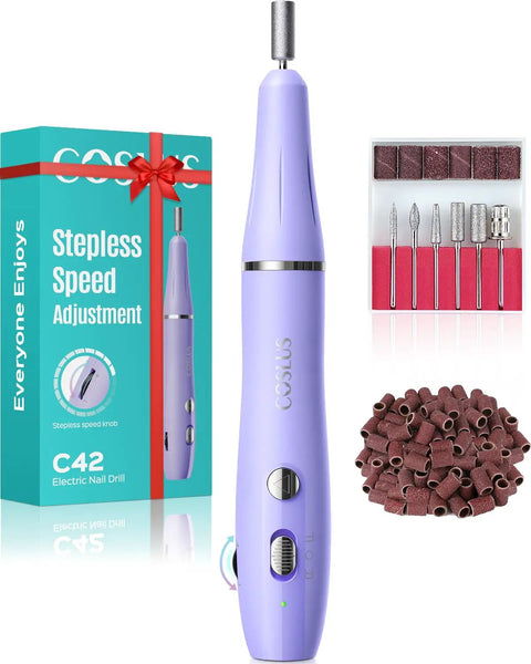 Cordless Electric Nail Drill With Stepless Speed Knob, Portable Rechargeable Nail Drill Machine For Acrylic Gel Dip Powder Polish, Pro Grade Manicure Pedicure Tool For Home Salon Use with accessories.